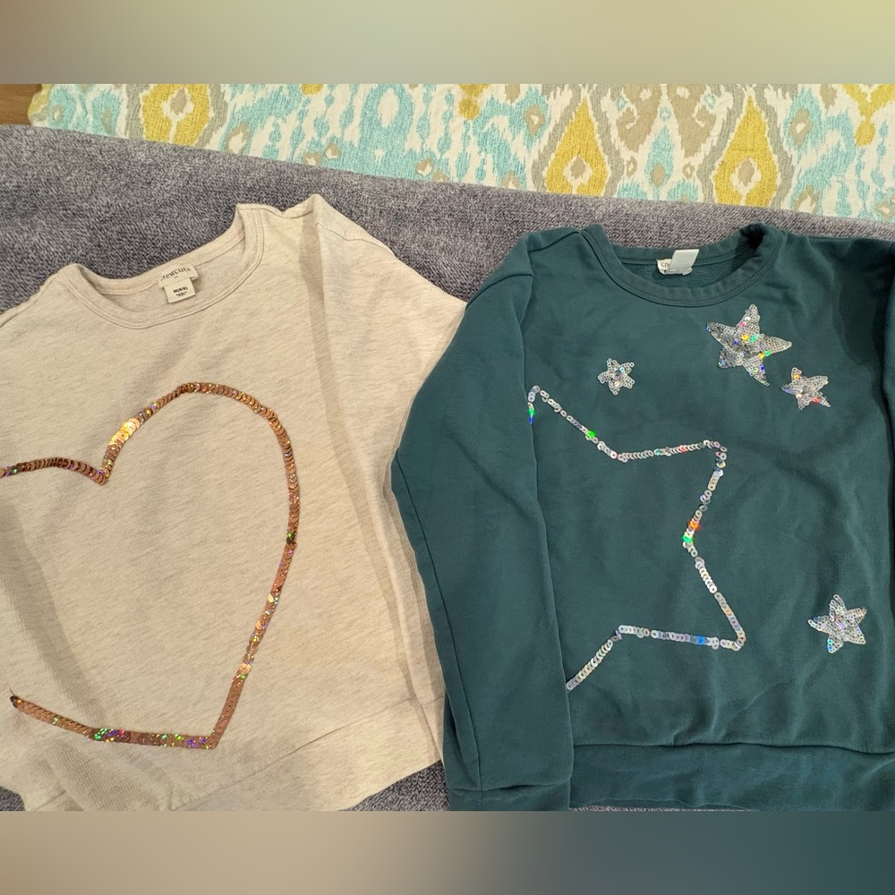 2 Girls Crewcuts lightweight sweatshirts with sequins
